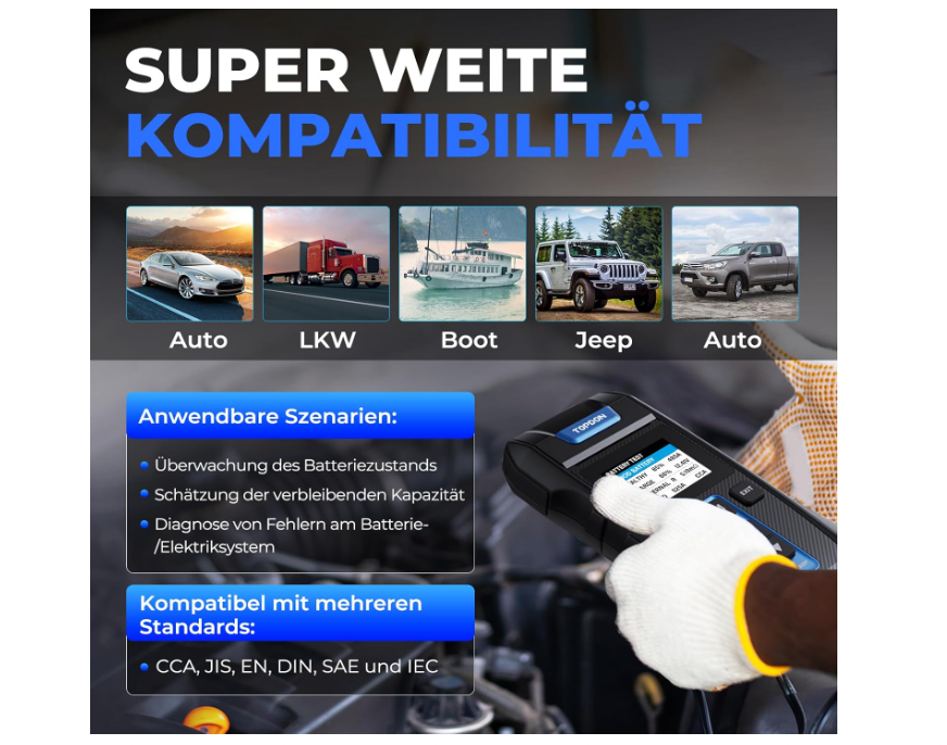 12V 24V Batterietester kfz mit Drucker-TOPDON BT300P, kaufen 2