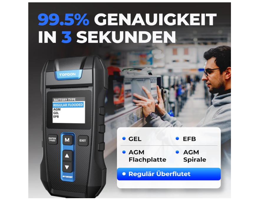 12V 24V Batterietester kfz mit Drucker-TOPDON BT300P, kaufen