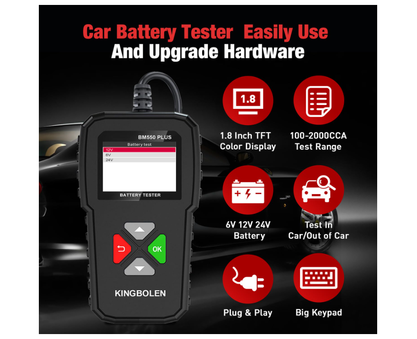 Autobatterietester 6V 12V 24V,KINGBOLEN BM550 PLUS 100-2000 CCA Auto Spannungsprüfer,2Ah-220Ah kaufen 