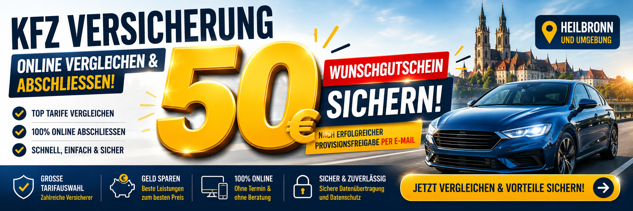 Kfz Versicherung online vergleichen und 50€ sichern