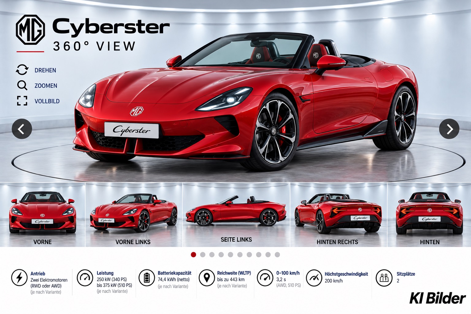 MG Cyberster 360 view - Ansicht